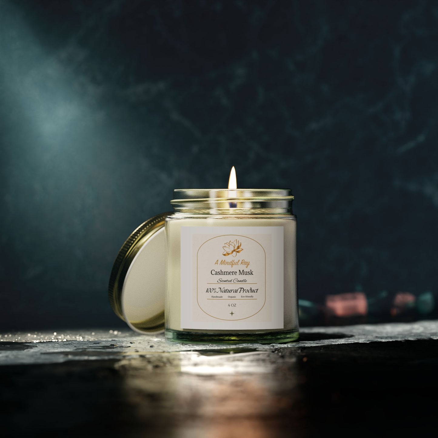 Cashmere Musk Scented Candles - Natural Coconut Apricot Wax (4oz & 9oz)