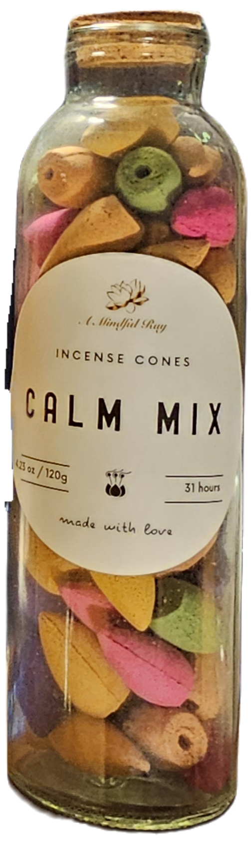 Glass Bottle with Incense Cones - Calm Mix