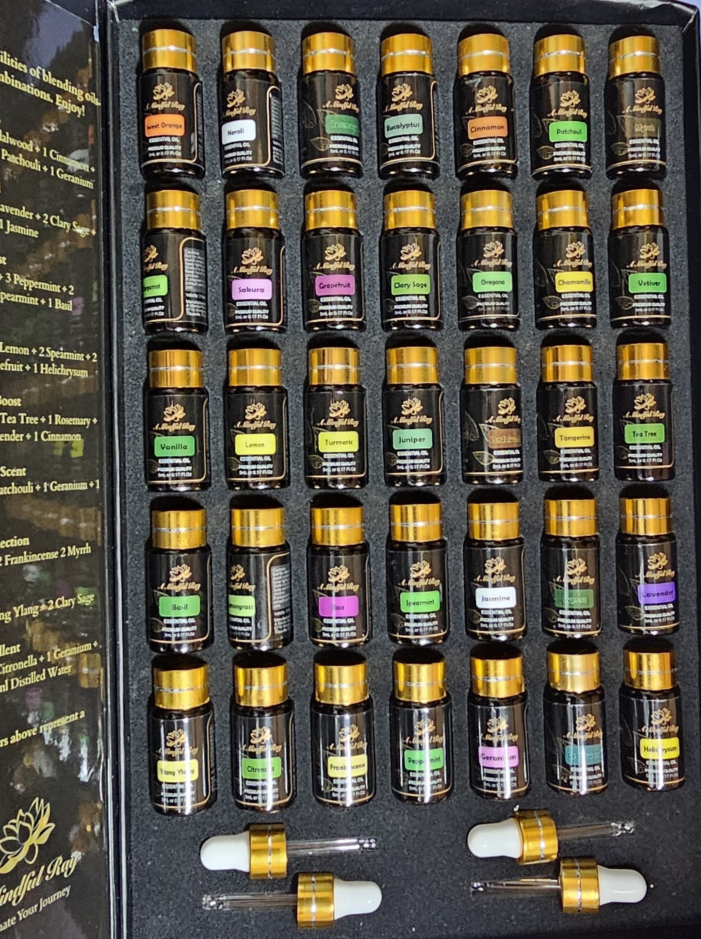 35 Premium Essential Oil Gift Box, 100% Therapeutic - Beginner Recipes for Each Day of the Month - Aromatherapy Gift Set for Diffuser, Humidifier, Hair/Skin Health, DIY Soaps & Candles 35x5ml