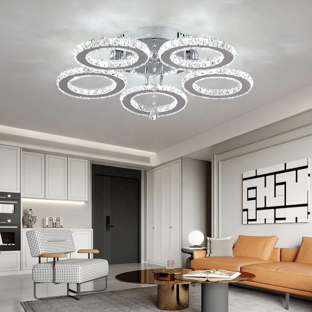Elegant Crystal Lamp - Remote Control Led, Color Changeable, Smart Ceiling Light for Home, 3000K-6000K