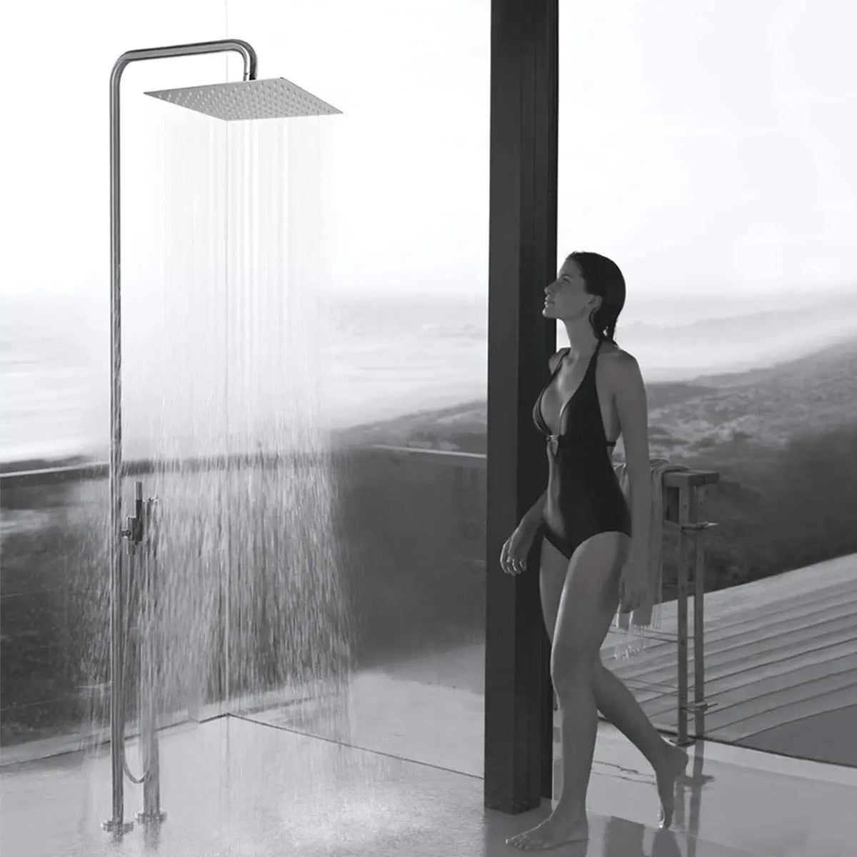 Stainless Steel Bathroom Shower Head - 10 Inch Ultra-Thin Top Rainfall, Adjustable Square - Colors: Black Matte, Chrome, Brushed Gold, Brushed Nickel