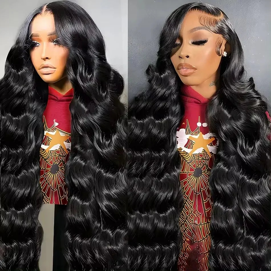 Virgin Human Hair Wig - For Black Women, Transparent Lace Front Pre-Plucked Bleached Knots, 6x4 200% Density