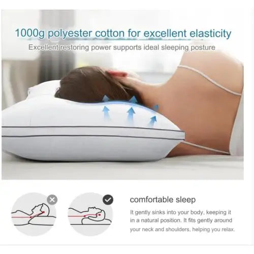 1 Pack of 2 High Resilience Pillows - Breathable Home, Washable Pillows