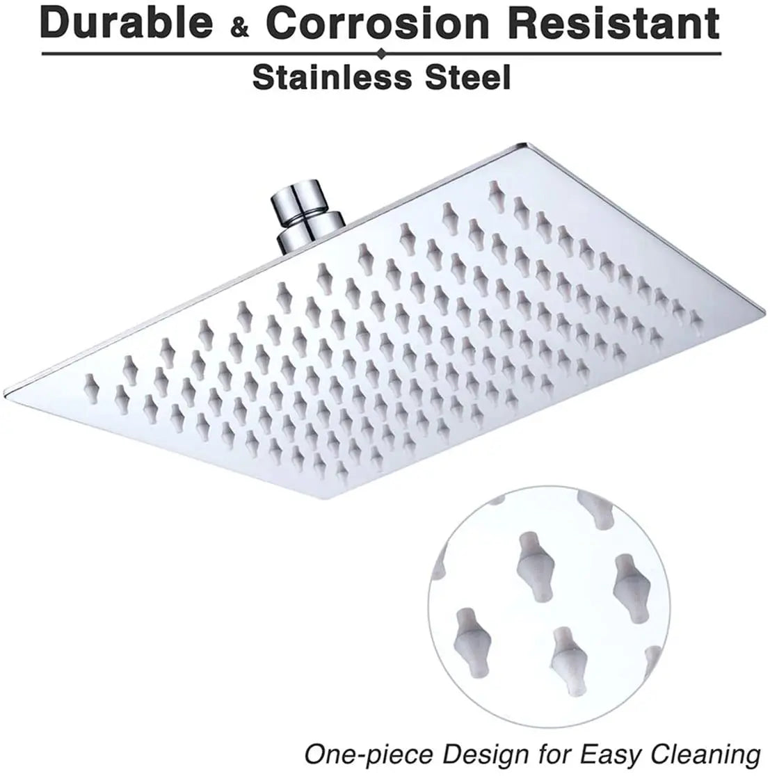 Stainless Steel Bathroom Shower Head - 10 Inch Ultra-Thin Top Rainfall, Adjustable Square - Colors: Black Matte, Chrome, Brushed Gold, Brushed Nickel