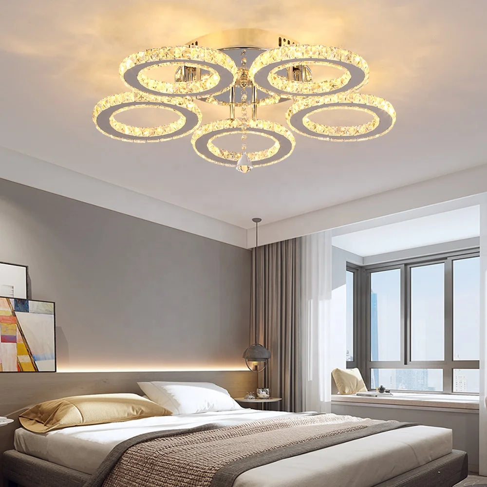 Elegant Crystal Lamp - Remote Control Led, Color Changeable, Smart Ceiling Light for Home, 3000K-6000K