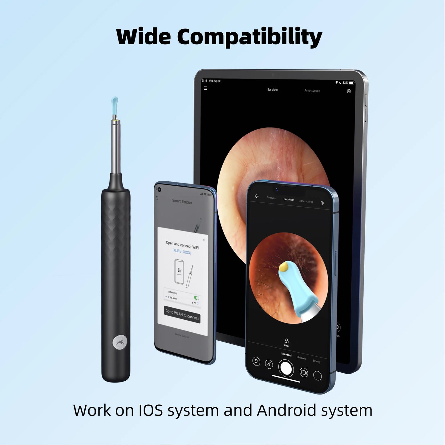 Wireless Electric Ear Wax Remover, Earwax Removal Tool Visual Ear Scope Cleaner Camera Hand Target