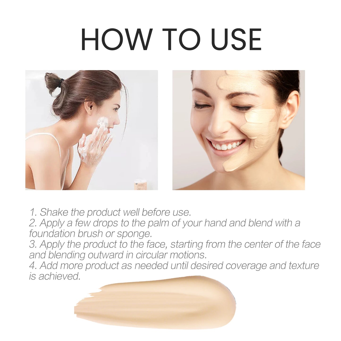 Nude Liquid Foundation with Hyaluronic Acid - Light, Fine, Matte, Durable, Non-Sticking Powder, Waterproof, Transparent