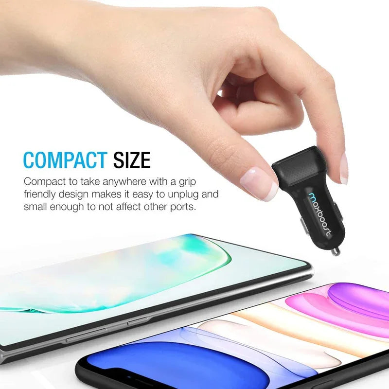 High Speed USB Car Charge - 24W 2-Port, Universal Car Charger, Suitable for Iphone, Ipad, Android Samsung, Tablets