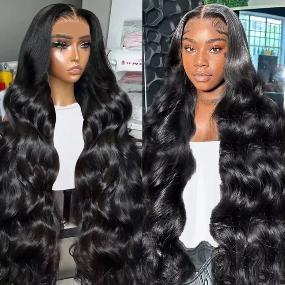 Virgin Human Hair Wig - For Black Women, Transparent Lace Front Pre-Plucked Bleached Knots, 6x4 200% Density