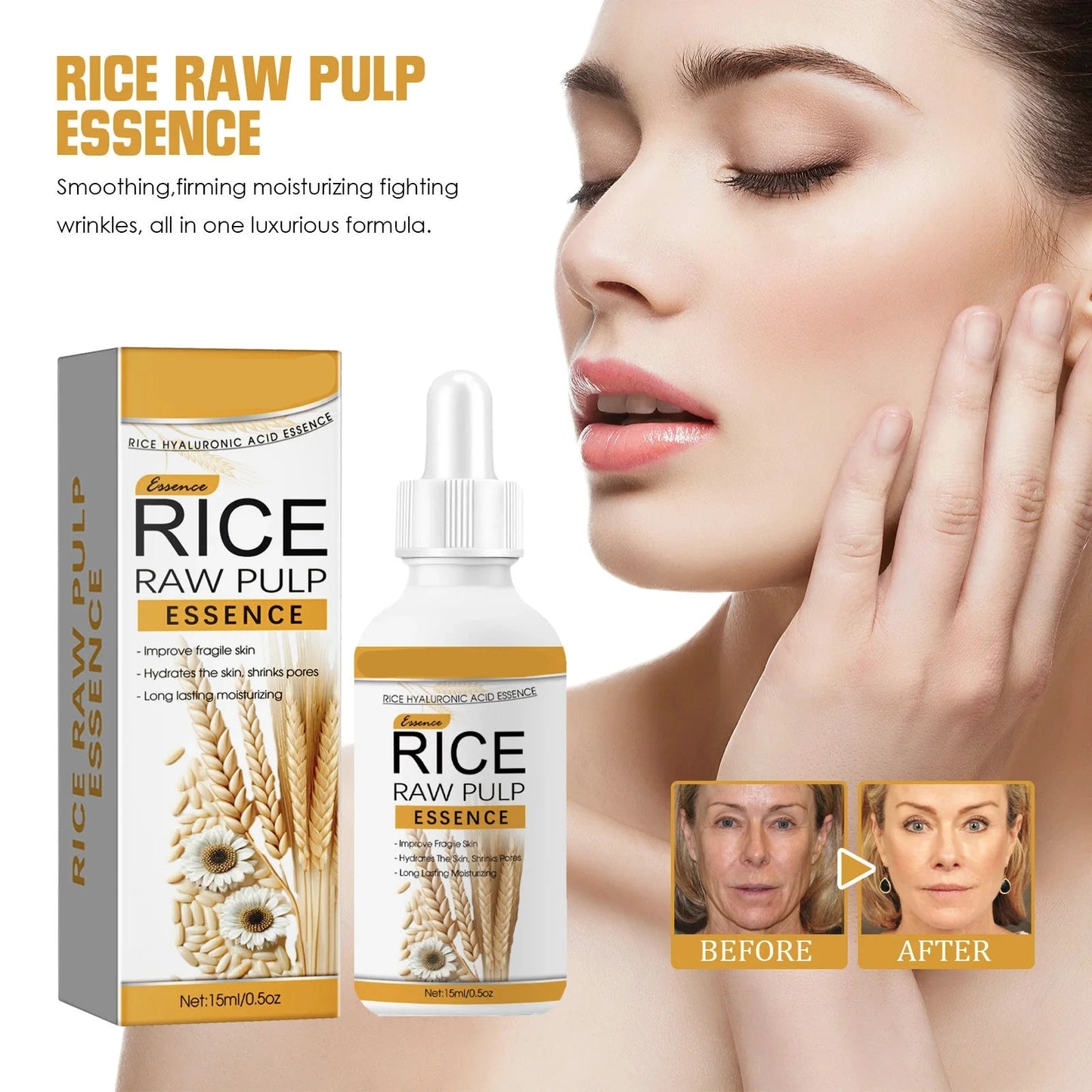 Rice Hyaluronic Acid Essence - For Dark Spots, Moisturizing, Hydrating, Brightening, Facial Essence