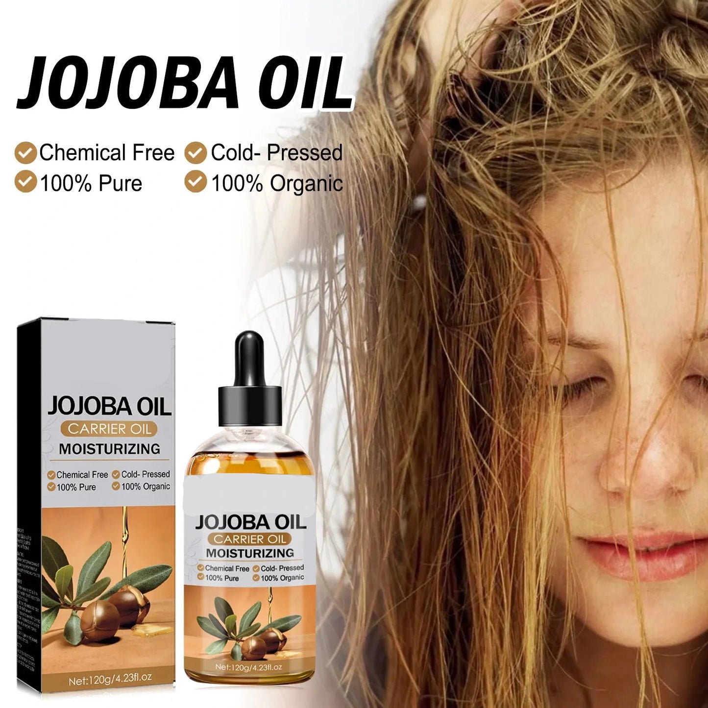Jojoba Oil - For Hair, Conditioner, Gently Moisturizes Scalp, Curing Dry Hair And Smoothing Hair Oil