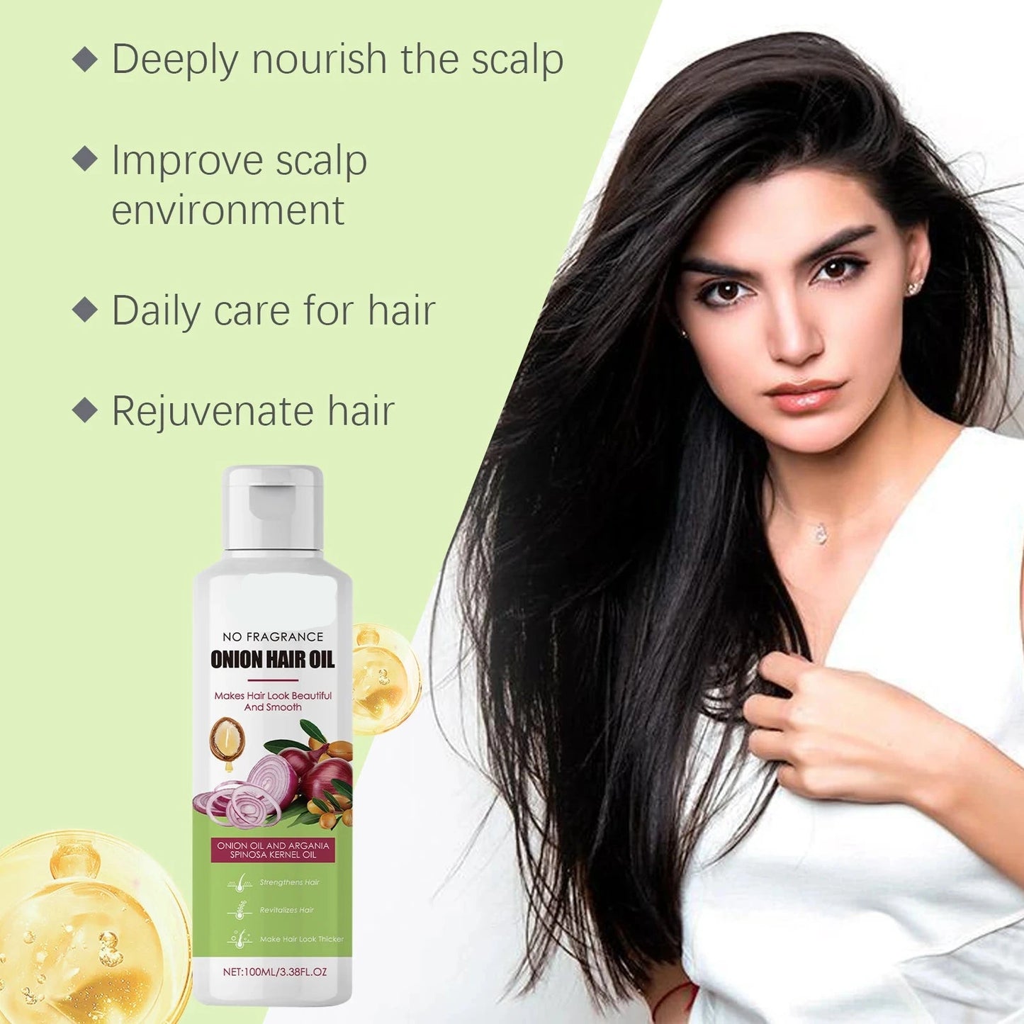 Hair Growth Oil with Onion, Black Seed, & Argan Oil Hair Oil - Nourishes Hair And Roots, Nutritious Hair Oil