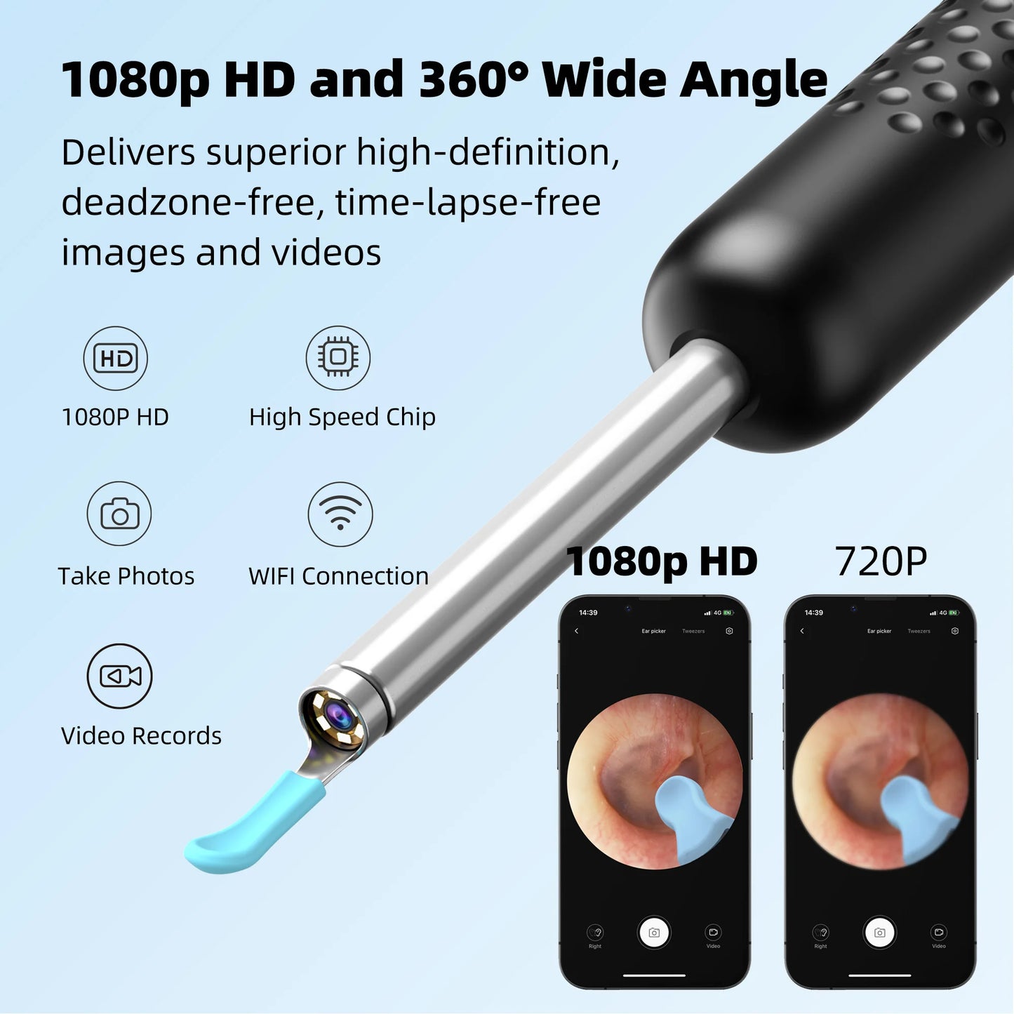 Wireless Electric Ear Wax Remover, Earwax Removal Tool Visual Ear Scope Cleaner Camera Hand Target