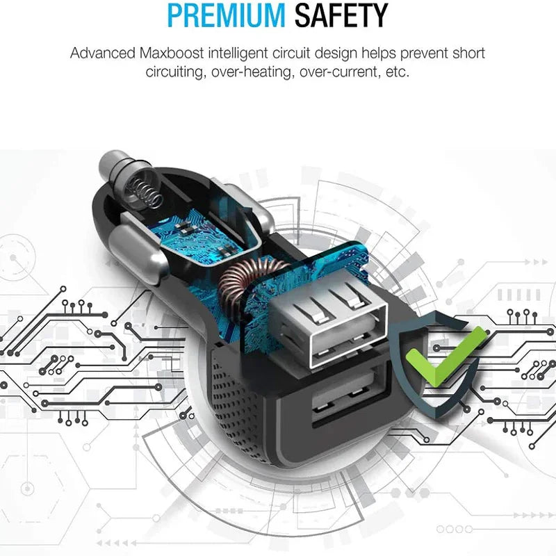 High Speed USB Car Charge - 24W 2-Port, Universal Car Charger, Suitable for Iphone, Ipad, Android Samsung, Tablets