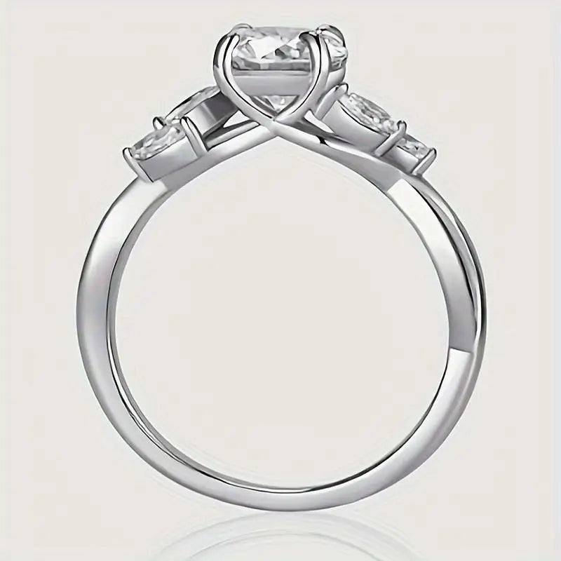 Elegant Women's Ring - Willow Leaf Moissanite, 1.2ct D Color VVS1 Clarity, Engagement Ring, Beautiful Gift, 925 Sterling Silver