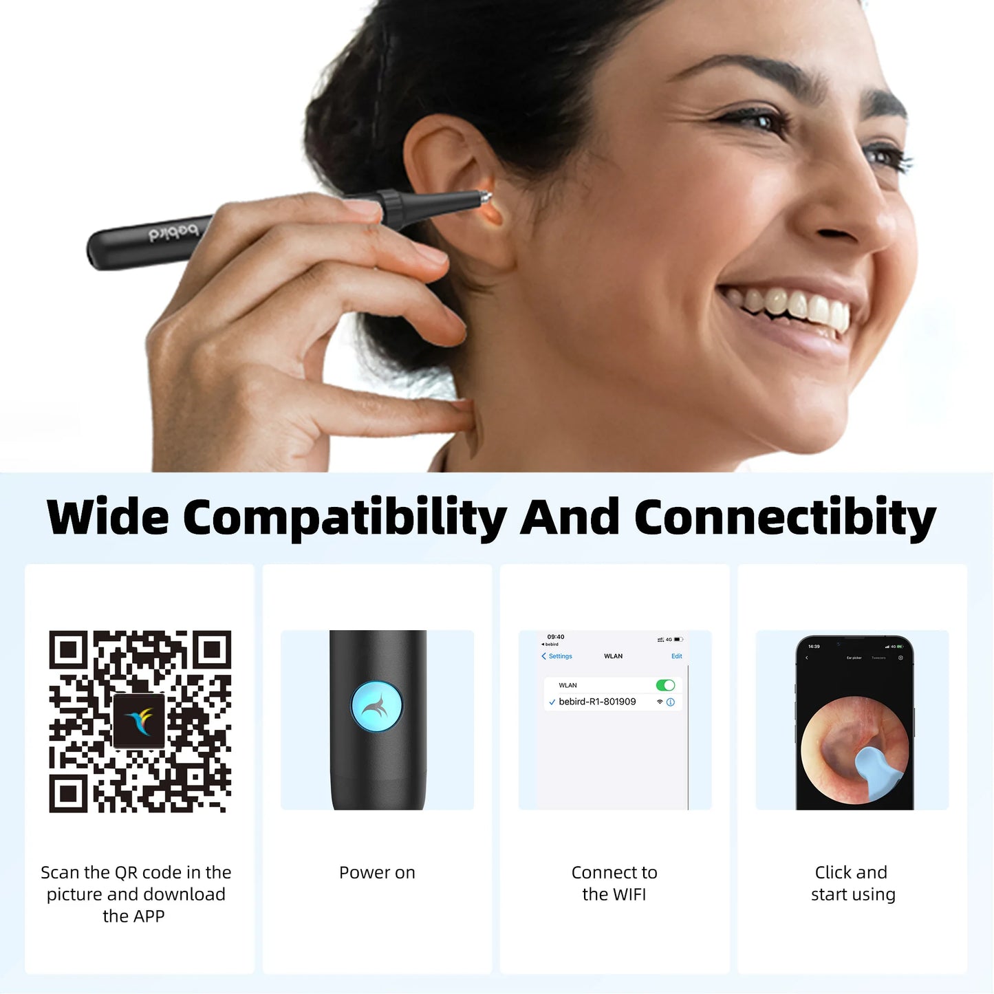 Wireless Electric Ear Wax Remover, Earwax Removal Tool Visual Ear Scope Cleaner Camera Hand Target
