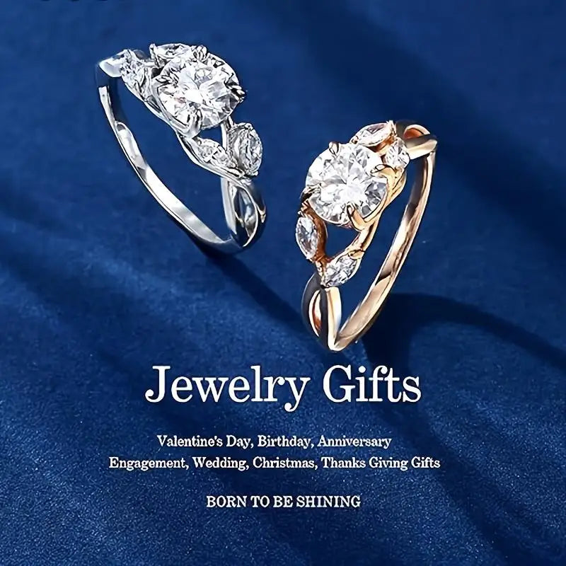 Elegant Women's Ring - Willow Leaf Moissanite, 1.2ct D Color VVS1 Clarity, Engagement Ring, Beautiful Gift, 925 Sterling Silver