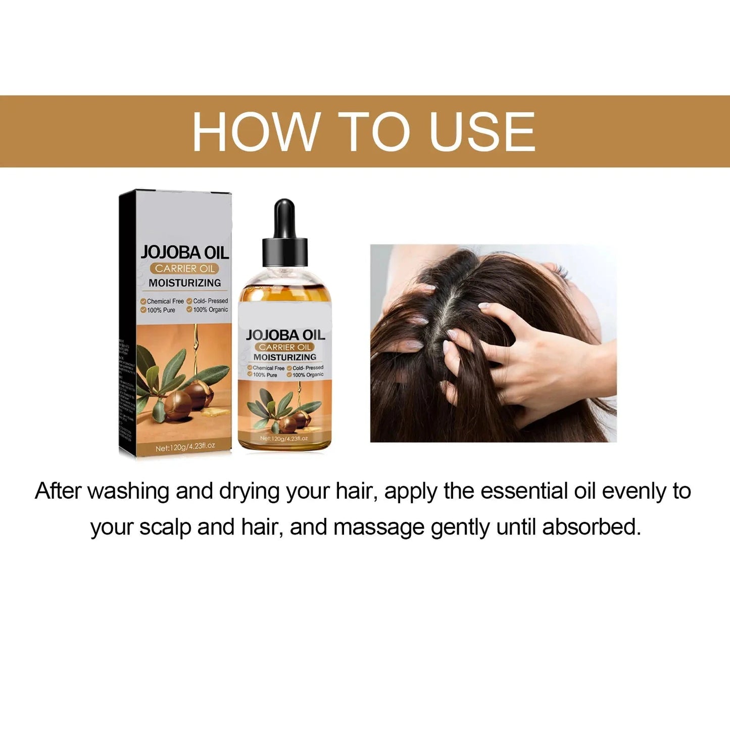 Jojoba Oil - For Hair, Conditioner, Gently Moisturizes Scalp, Curing Dry Hair And Smoothing Hair Oil