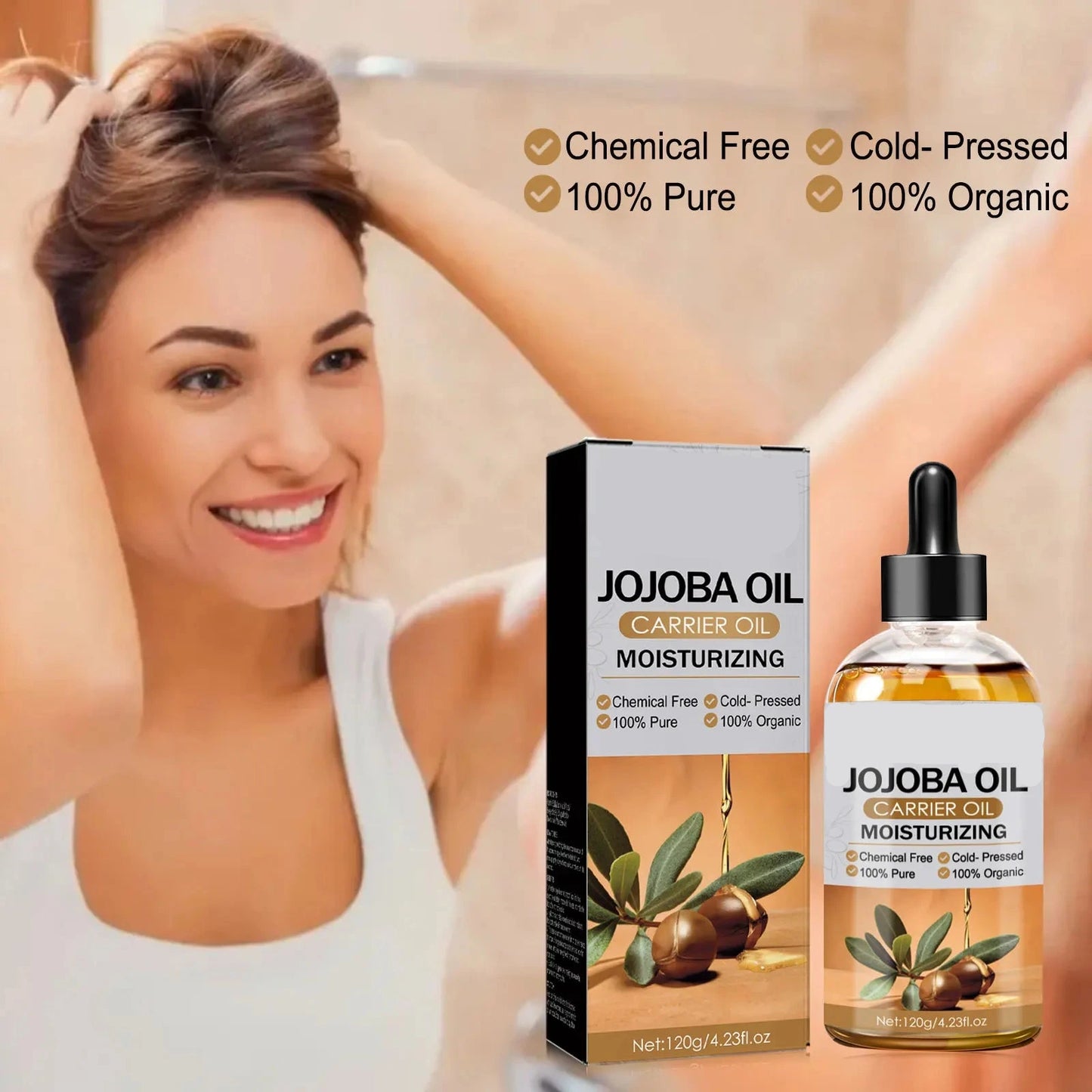 Jojoba Oil - For Hair, Conditioner, Gently Moisturizes Scalp, Curing Dry Hair And Smoothing Hair Oil