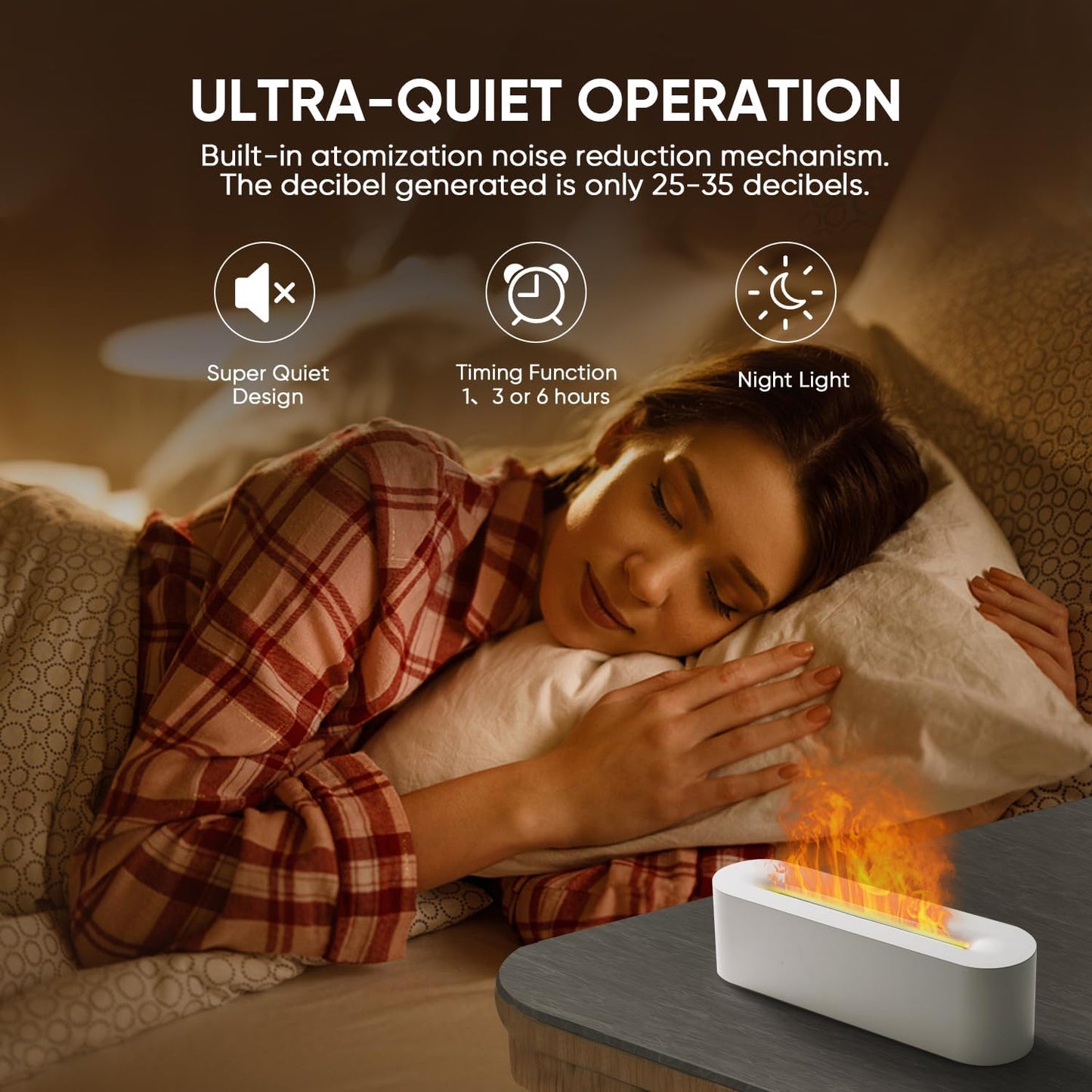 Flame Air Diffuser with 9 Colors for Calming/Relaxing Sensation, Cool Mist Ultrasonic for Pure Essential Oils - Flame Diffuser Humidifier with Multi-Color Fire LED Light for Aromatherapy - Auto off Protection