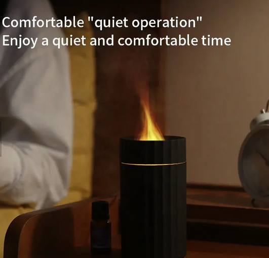 Silent Portable Flame Aromatherapy Diffuser, 9 colors/3 settings, Calming/Relaxing, Car Multicolor Fire Led Ultrasonic Cool Mist Essential Oils Flame Humidifier, Night Lamp/Travel Oil Diffuser, Diffusion Range 500sq ft w/ Timer/Auto Off Protection