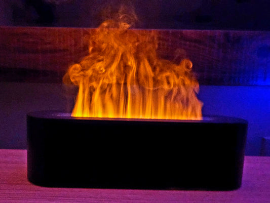Flame Air Diffuser with 9 Colors for Calming/Relaxing Sensation, Cool Mist Ultrasonic for Pure Essential Oils - Flame Diffuser Humidifier with Multi-Color Fire LED Light for Aromatherapy - Auto off Protection