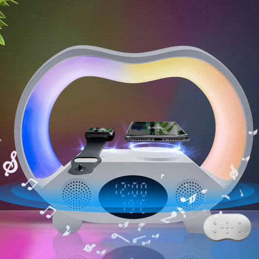 6 in 1 Wireless Charging Night Light, Wireless Speaker, 15W Wireless Charging Atmosphere Light, Home, Bedroom, Gift