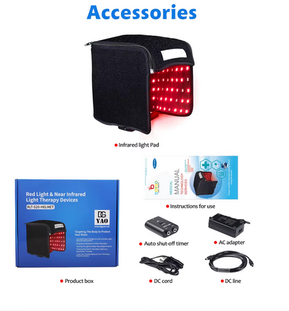 Red Led Light Therapy with Low EMF - Headache Relief, Hair Growth, Helmet Wearable Devices for Pain Relief Red Light Therapy